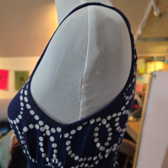 Marks and Spencer Sleeveless Maxi Cool Dress Navy & White Size UK 8 US 10 - Picture 4 of 12